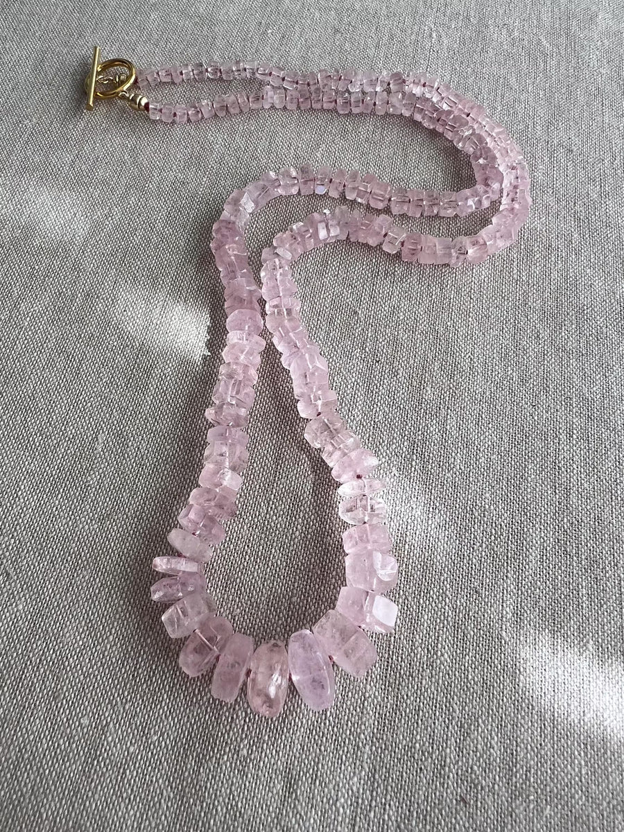Pink Morganite Bolts Necklace, Fine Gemstone Jewelry