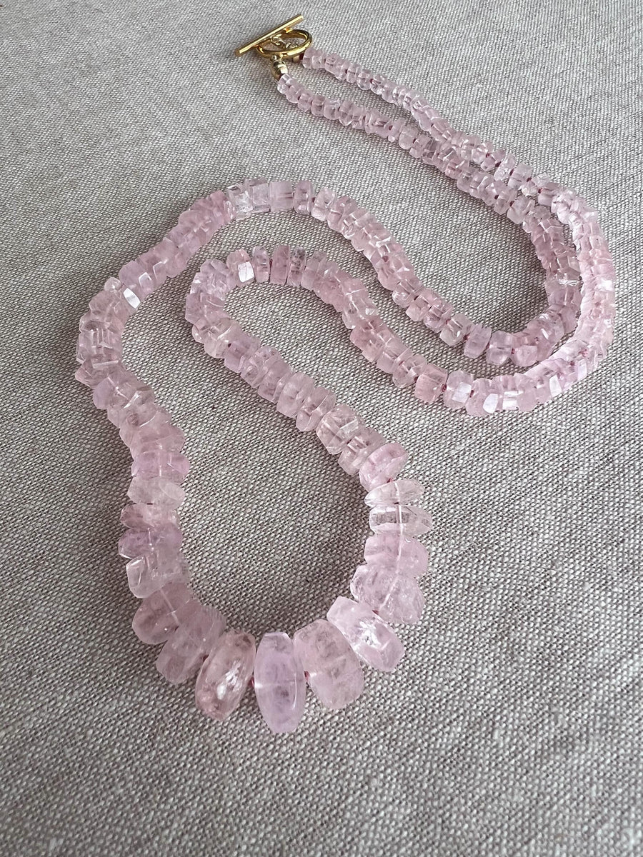 Pink Morganite Bolts Necklace, Fine Gemstone Jewelry