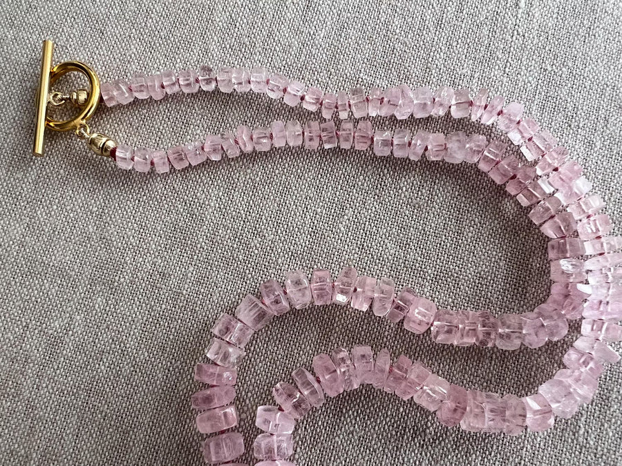 Pink Morganite Bolts Necklace, Fine Gemstone Jewelry