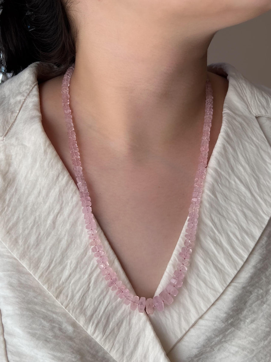 Pink Morganite Bolts Necklace, Fine Gemstone Jewelry