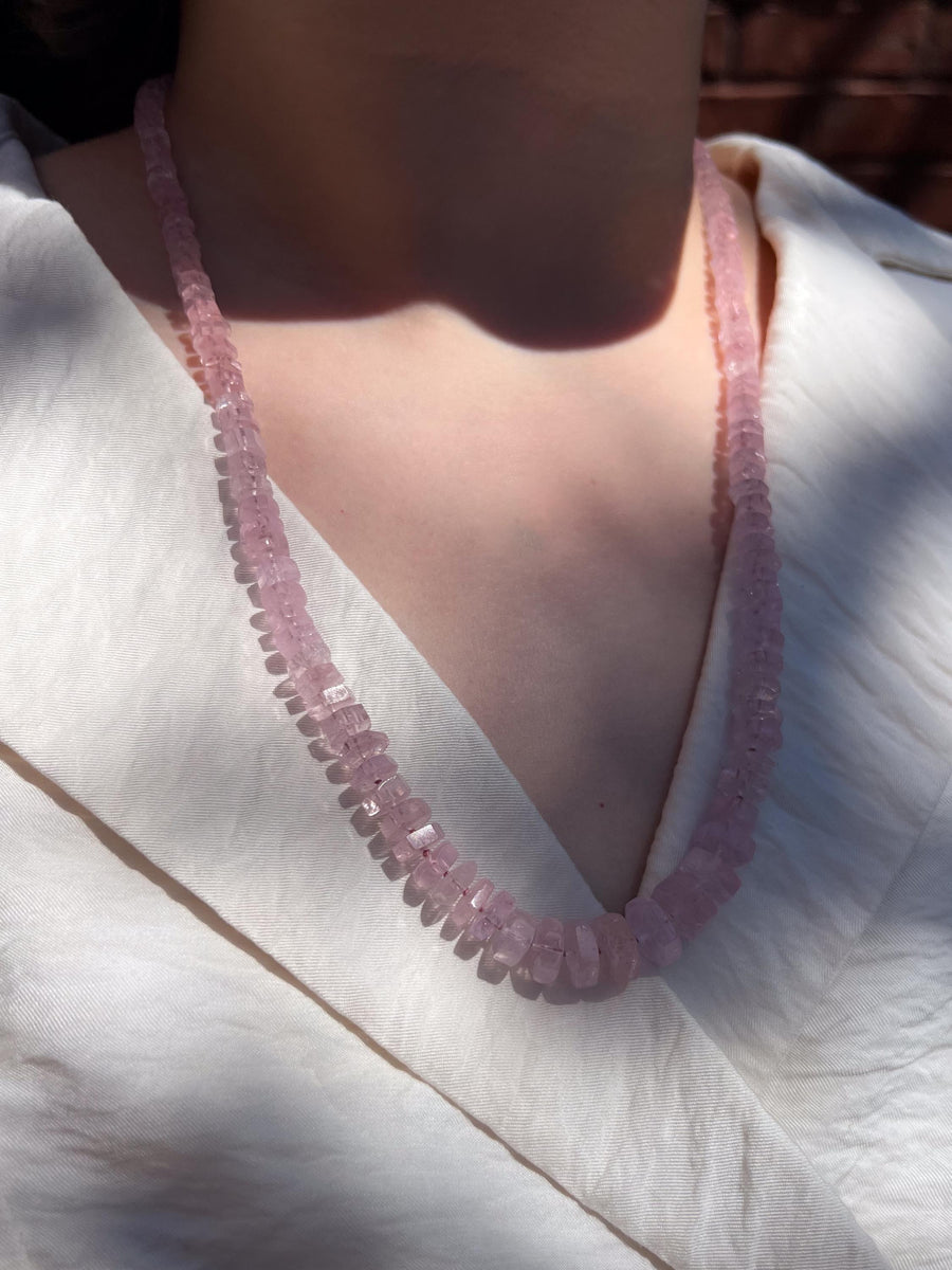 Pink Morganite Bolts Necklace, Fine Gemstone Jewelry