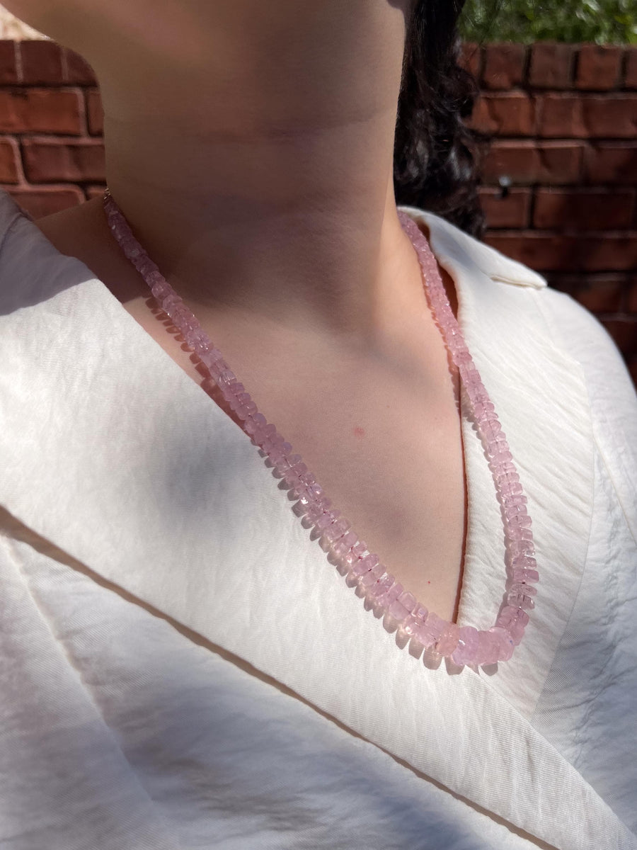 Pink Morganite Bolts Necklace, Fine Gemstone Jewelry