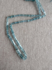 Aquamarine Faceted Cylinder Beads, AA+ Grade, Loose Gemstones
