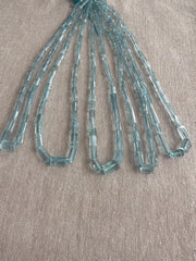 Aquamarine Faceted Cylinder Beads, AA+ Grade, Loose Gemstones