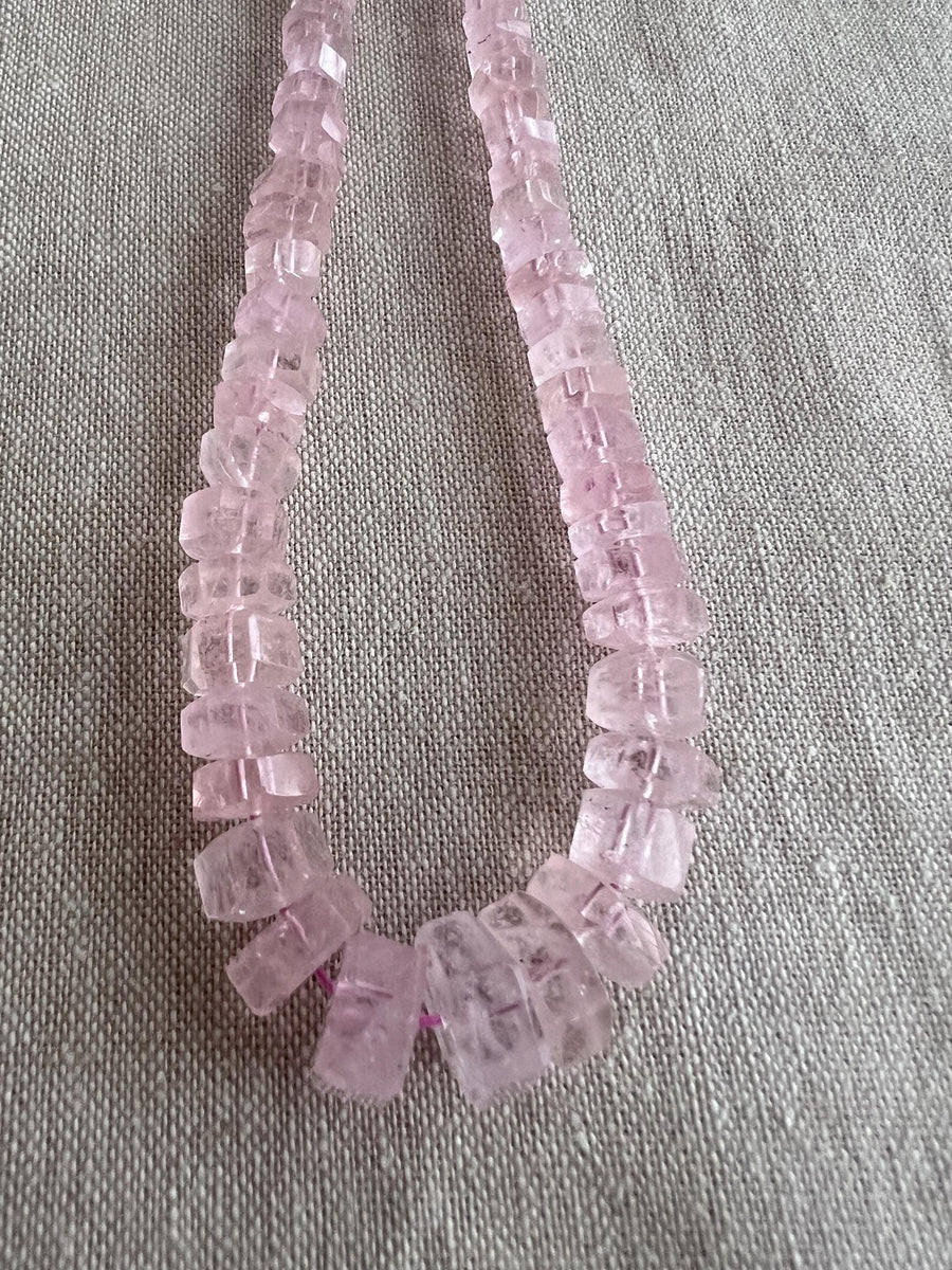 Pink Morganite Faceted Bolt Beads, Natural Gemstone, AA+ Grade, Untreated