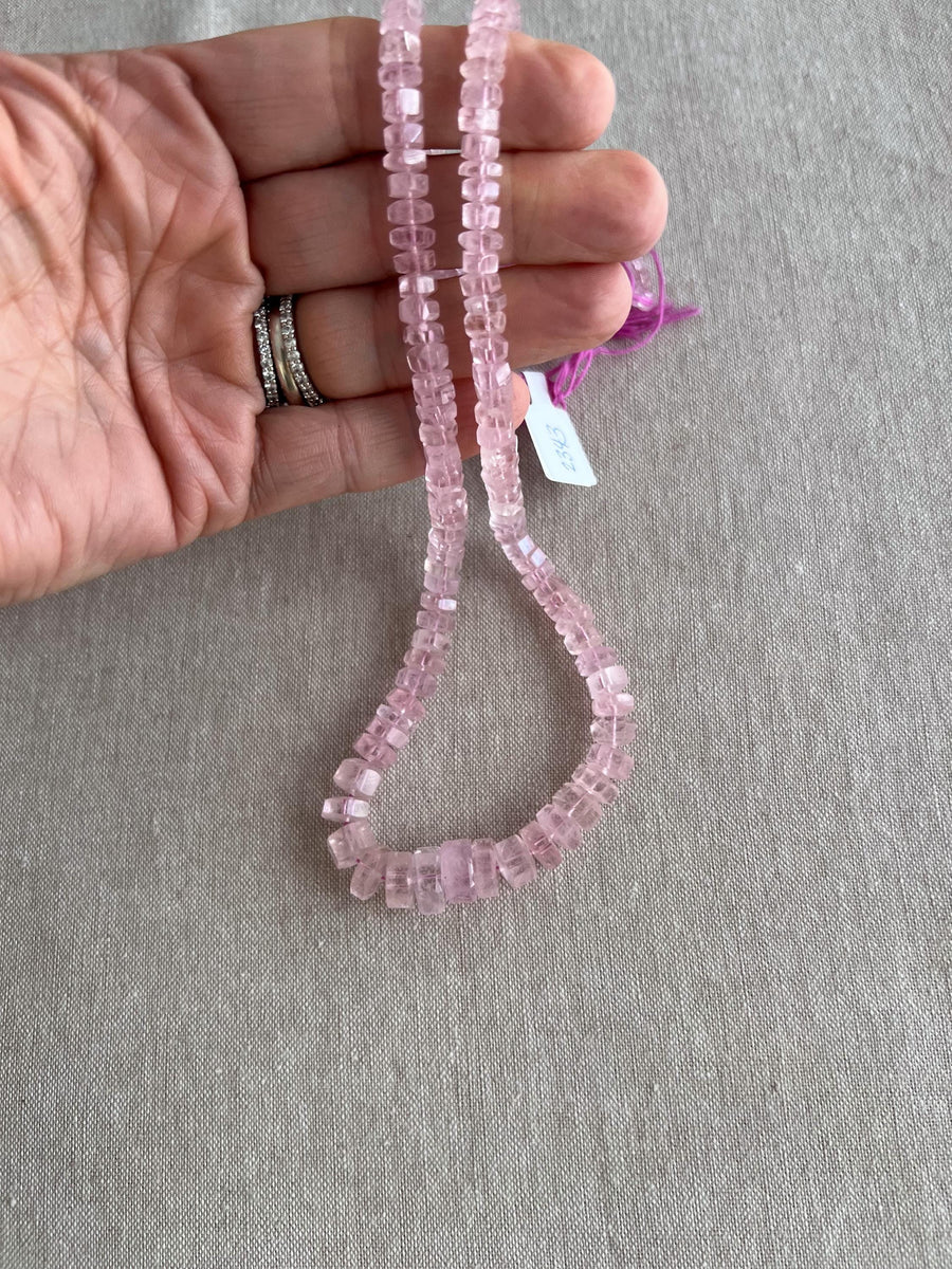 Pink Morganite Faceted Bolt Beads, Natural Gemstone, AA+ Grade, Untreated
