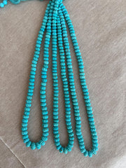 16-inch strand of AA+ Sleeping Beauty Turquoise carved melon gemstone beads from Arizona, graduated in size for jewelry making. multiple strands