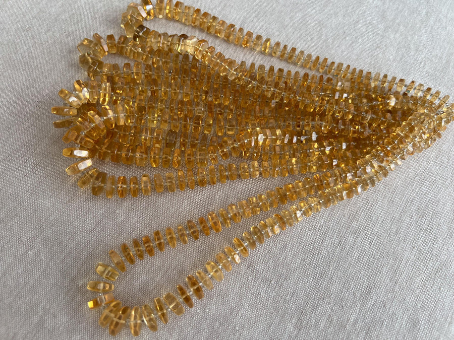 Citrine Faceted Bolt Beads, AAA Grade, Natural Gemstones