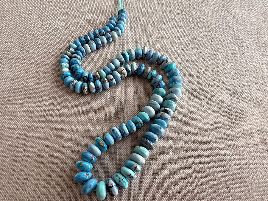 Golden Hills Turquoise Smooth Rondelle Beads, AAA Grade,  Kazakhstan Turquoise