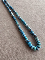 15-inch strand of AAA Golden Hills Turquoise smooth rondelle beads from Kazakhstan, graduated from 4mm to 7.5mm for jewelry making.