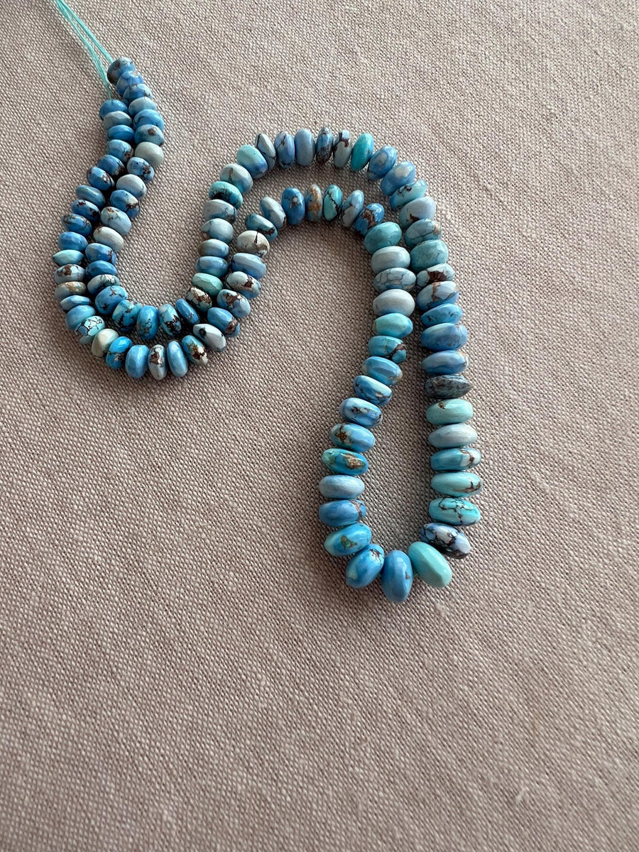 Golden Hills Turquoise Smooth Rondelle Beads, AAA Grade,  Kazakhstan Turquoise