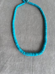 Strand of AAA Sleeping Beauty Turquoise faceted heishi gemstone beads, graduated from 5.5mm to 9mm for fine jewelry making.