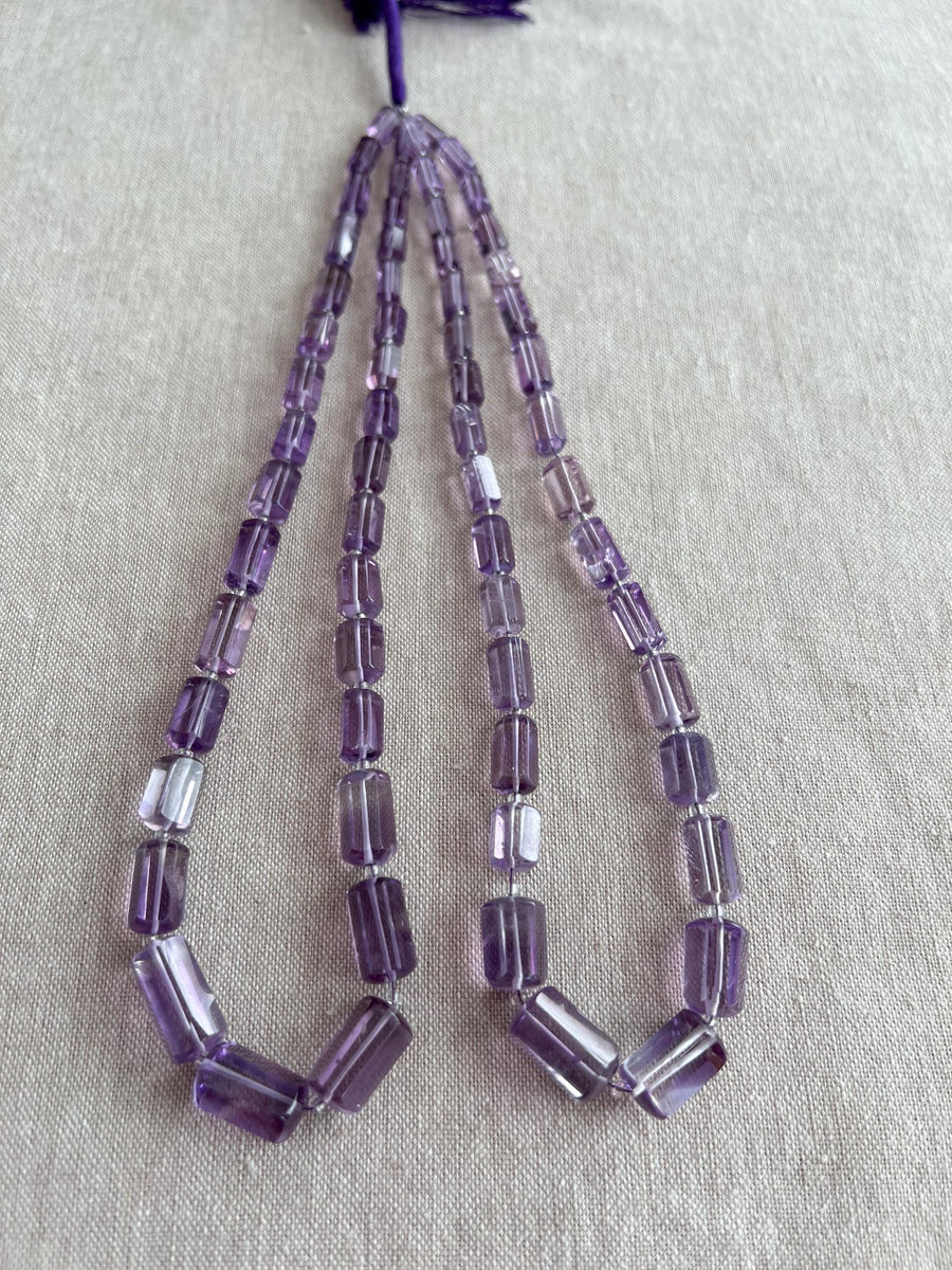 Amethyst Faceted Cylinder Beads, AAA Grade, Brazilian Amethyst