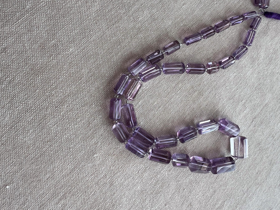 Amethyst Faceted Cylinder Beads, AAA Grade, Brazilian Amethyst