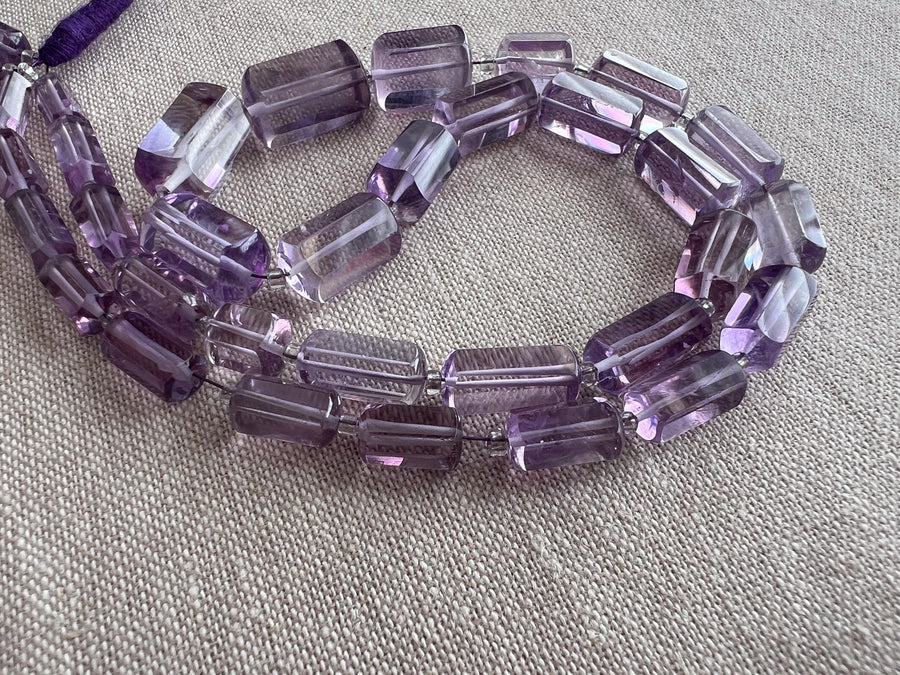Amethyst Faceted Cylinder Beads, AAA Grade, Brazilian Amethyst