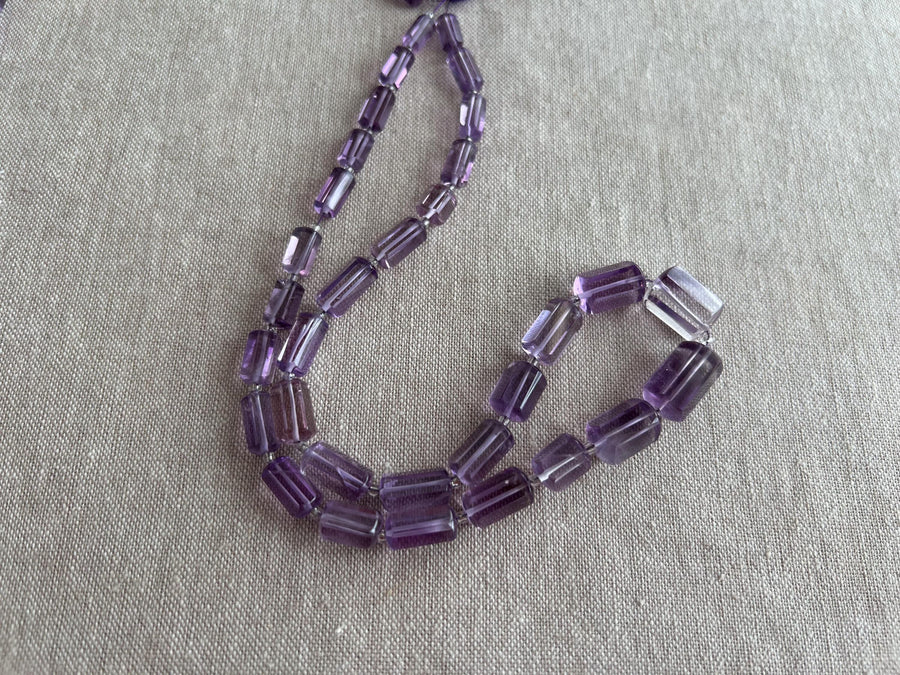 Amethyst Faceted Cylinder Beads, AAA Grade, Brazilian Amethyst