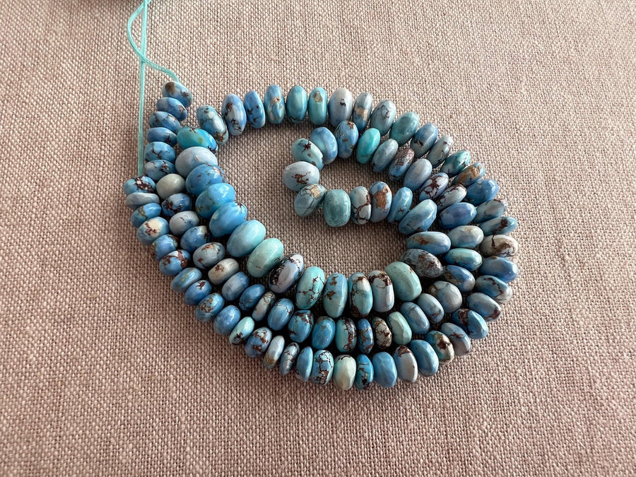 Golden Hills Turquoise Smooth Rondelle Beads, AAA Grade,  Kazakhstan Turquoise