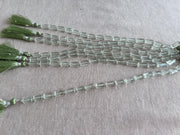 Prasiolite Faceted Cylinder Beads, AA+ Grade, Natural Gemstones, Green Amethyst