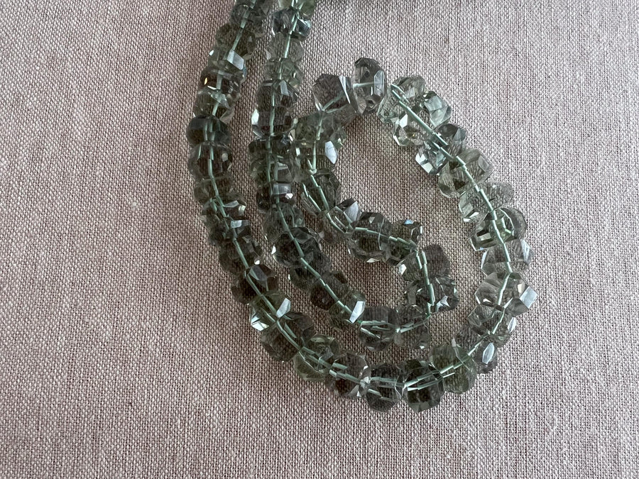 Prasiolite Twisted Rondelle Beads, AAA Grade, Indian Prasiolite, Green Amethyst