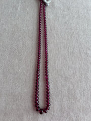 20-inch strand of AAA+ natural Rhodolite Garnet smooth rondelle beads, graduated from 6.5mm to 11mm for fine jewelry making.