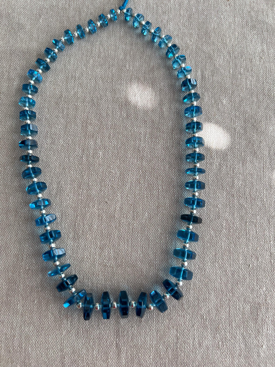 Swiss Blue Topaz Bolt Beads, AAA+ Grade, Natural Gemstones