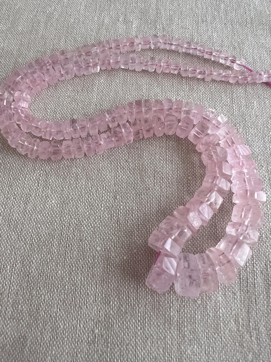 Pink Morganite Faceted Bolt Beads, Natural Gemstone, AA+ Grade, Untreated