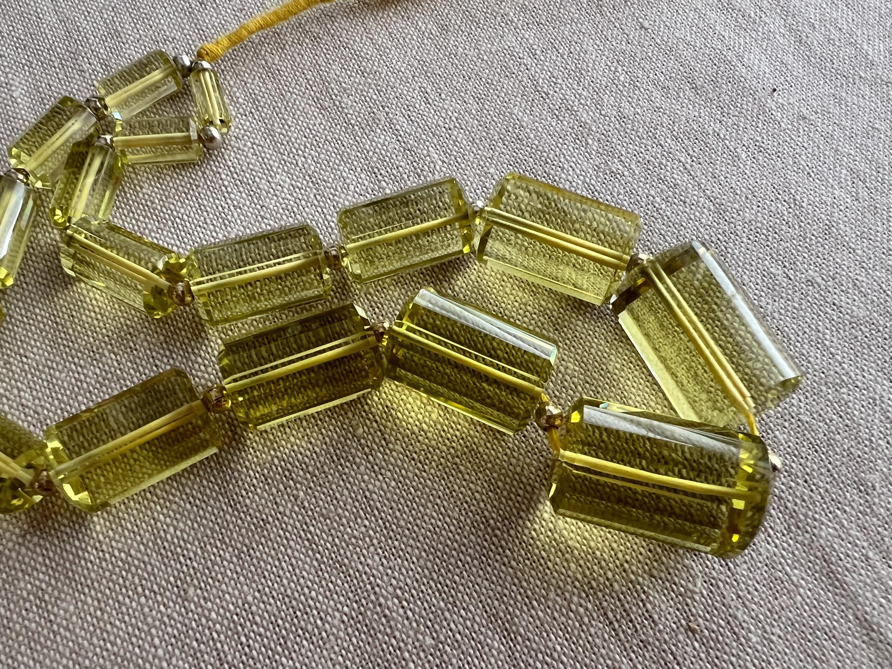AAA++ Lemon Quartz faceted cylinder beads from Brazil, large transparent yellow gemstones for fine jewelry making.