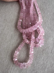 Pink Morganite Faceted Bolt Beads, Natural Gemstone, AA+ Grade, Untreated