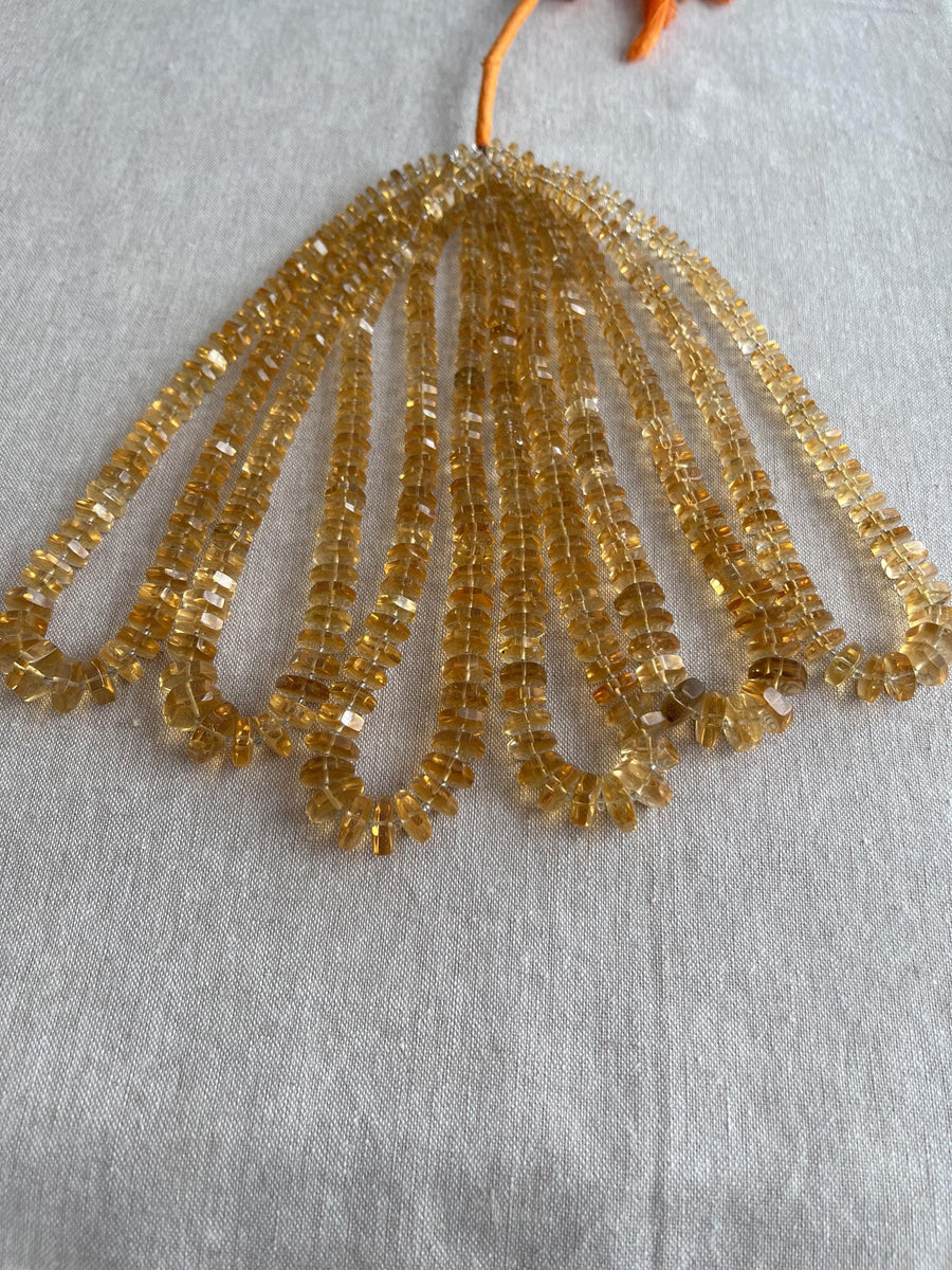 Citrine Faceted Bolt Beads, AAA Grade, Natural Gemstones