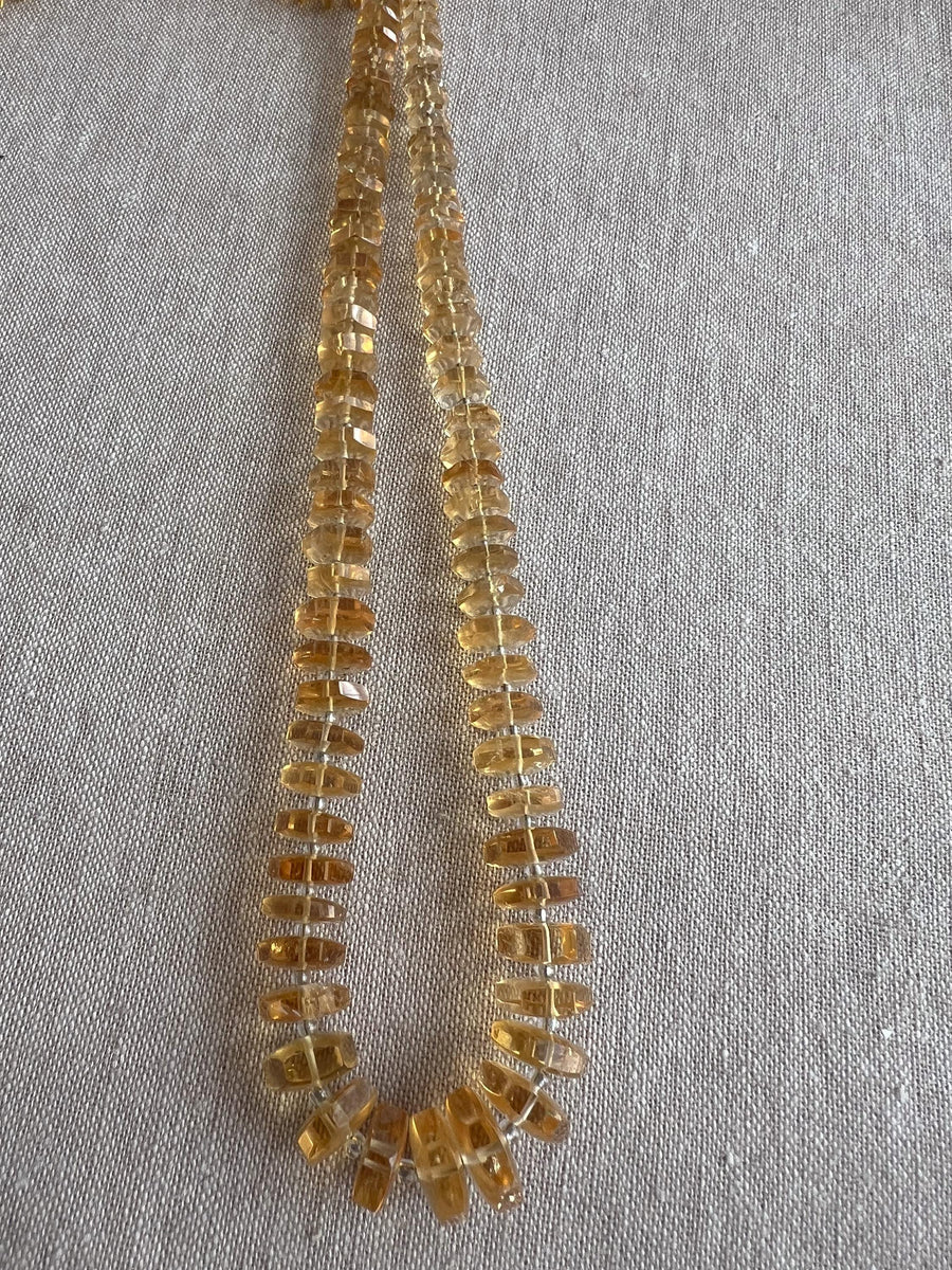 16-inch strand of AAA Brazilian Citrine faceted bolt beads, approximately 80 gemstones graduated from 6mm to 13mm.