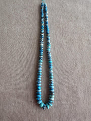 15-inch strand of AAA Golden Hills Turquoise smooth rondelle beads from Kazakhstan, graduated from 4mm to 7.5mm for jewelry making.