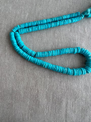 AAA natural Sleeping Beauty Turquoise faceted heishi beads from Arizona, graduated 5.5mm to 9mm in classic robin's egg blue.