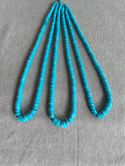 Strand of AAA Sleeping Beauty Turquoise faceted heishi gemstone beads, graduated from 5.5mm to 9mm for fine jewelry making. three strands
