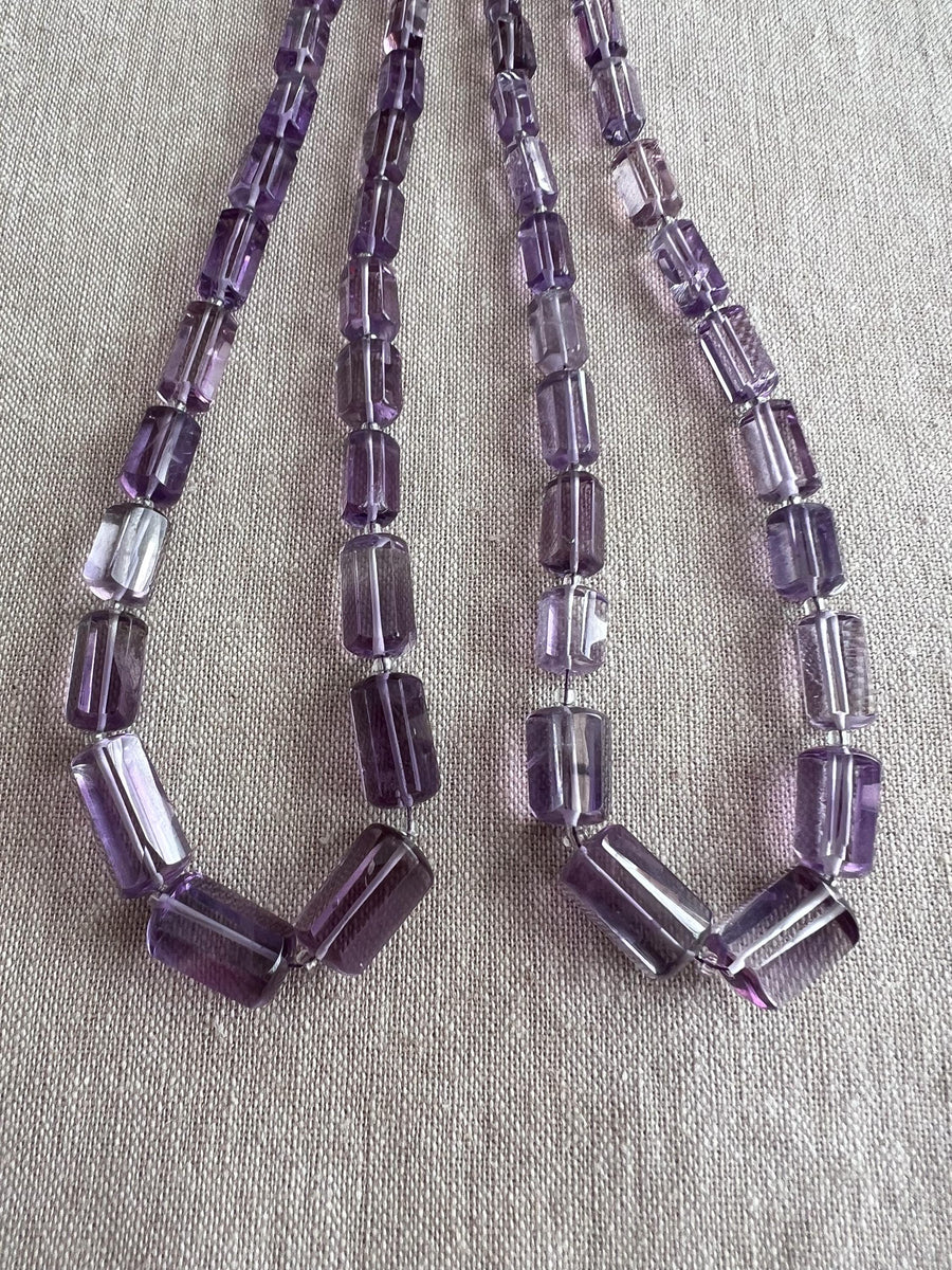 Amethyst Faceted Cylinder Beads, AAA Grade, Brazilian Amethyst