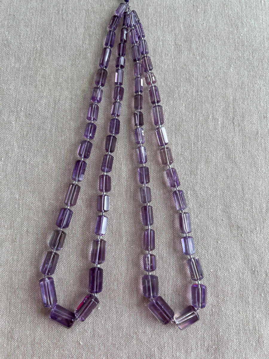 Amethyst Faceted Cylinder Beads, AAA Grade, Brazilian Amethyst