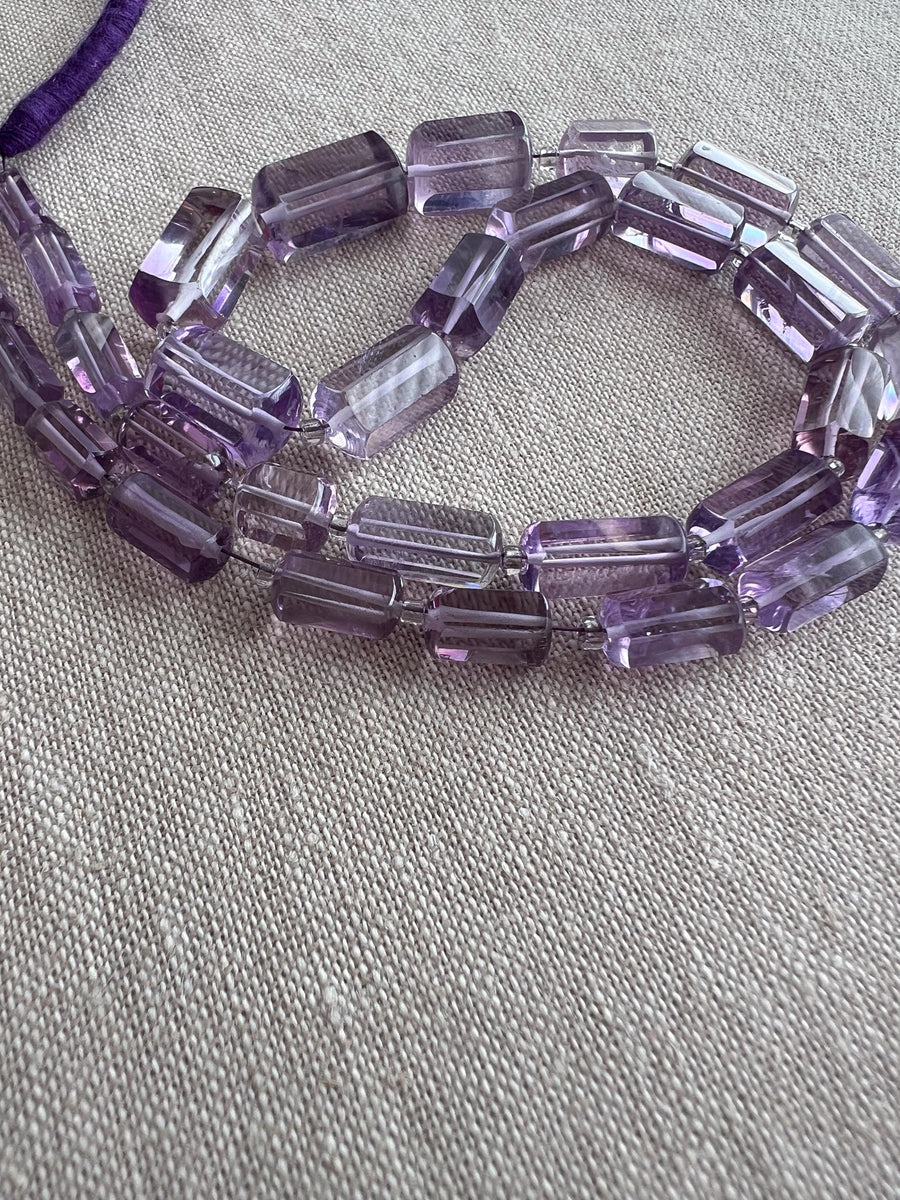 Amethyst Faceted Cylinder Beads, AAA Grade, Brazilian Amethyst