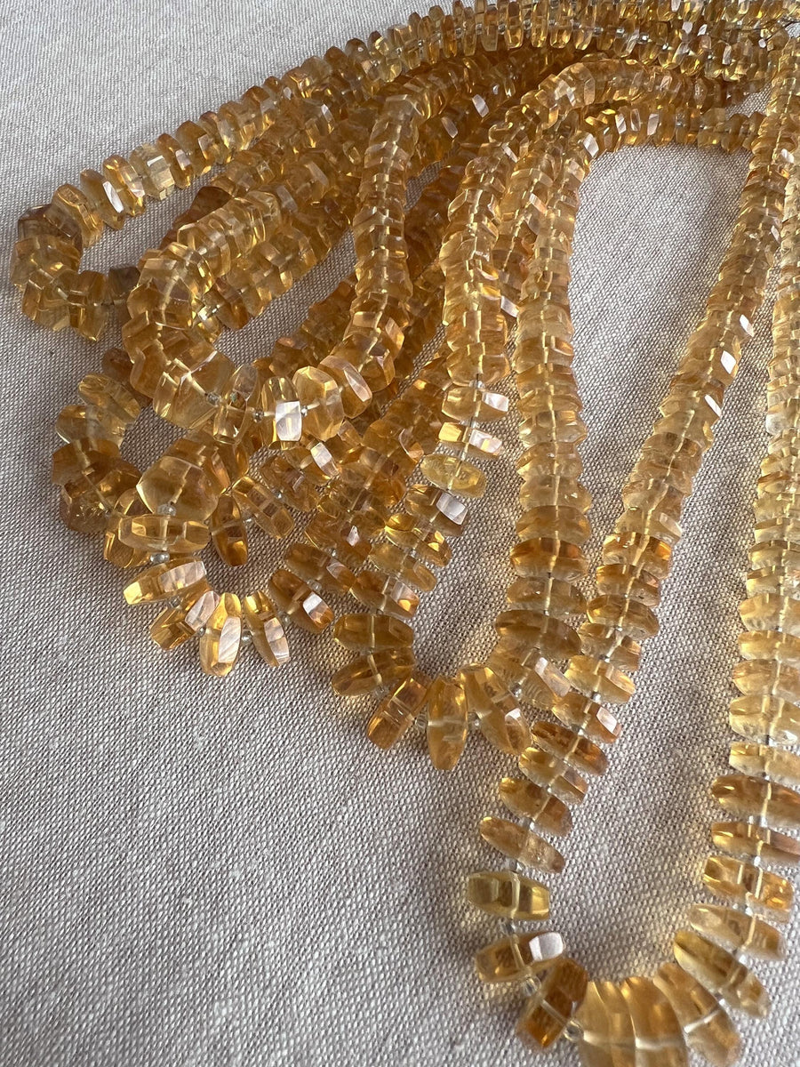 Citrine Faceted Bolt Beads, AAA Grade, Natural Gemstones