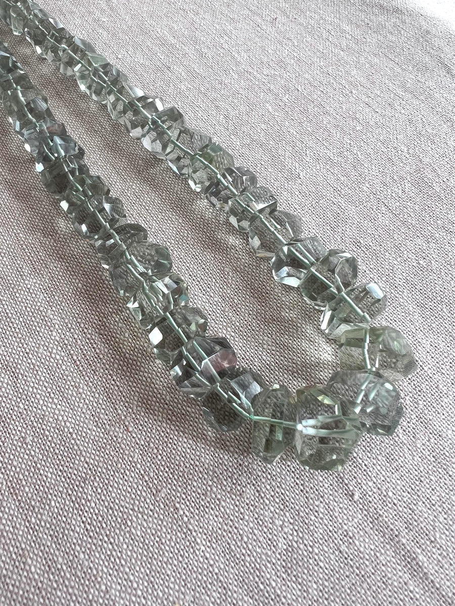 AAA Indian Prasiolite twisted rondelle beads, transparent green amethyst gemstones graduated from 7mm to 13mm for jewelry making.