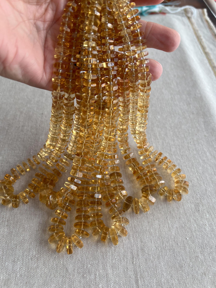 Citrine Faceted Bolt Beads, AAA Grade, Natural Gemstones