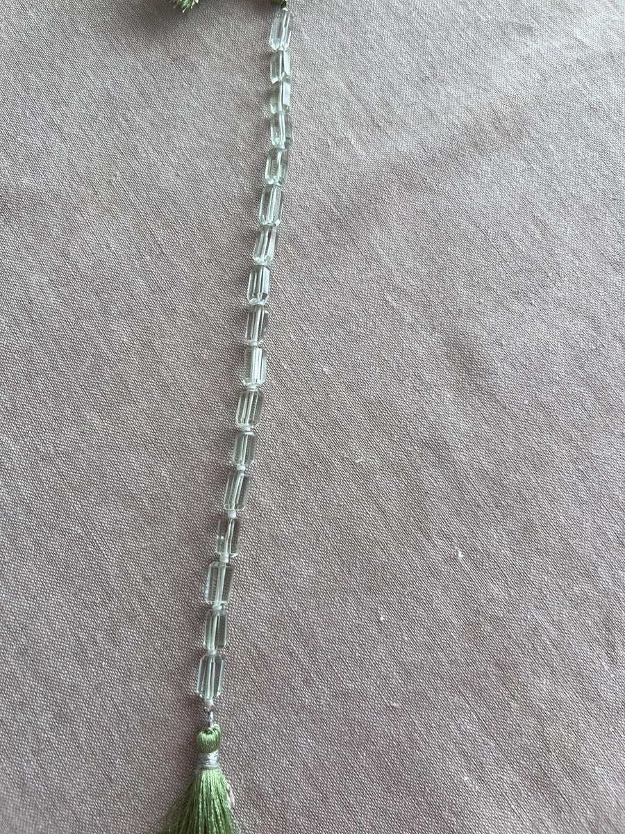 Prasiolite Faceted Cylinder Beads, AA+ Grade, Natural Gemstones, Green Amethyst