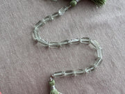 Prasiolite Faceted Cylinder Beads, AA+ Grade, Natural Gemstones, Green Amethyst