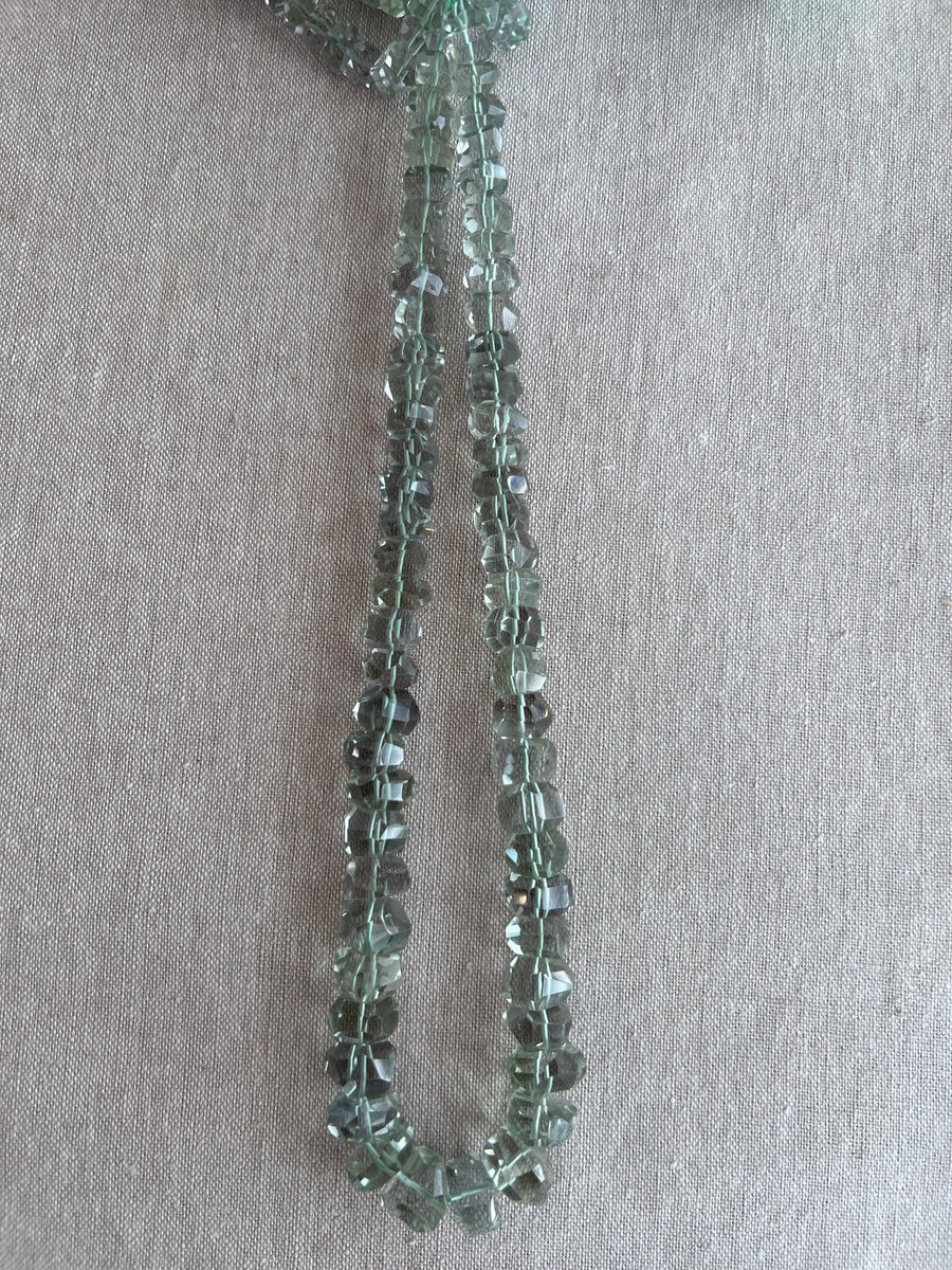 16-inch strand of AAA Indian Prasiolite twisted rondelle beads, graduated from 7mm to 13mm, for fine jewelry making.