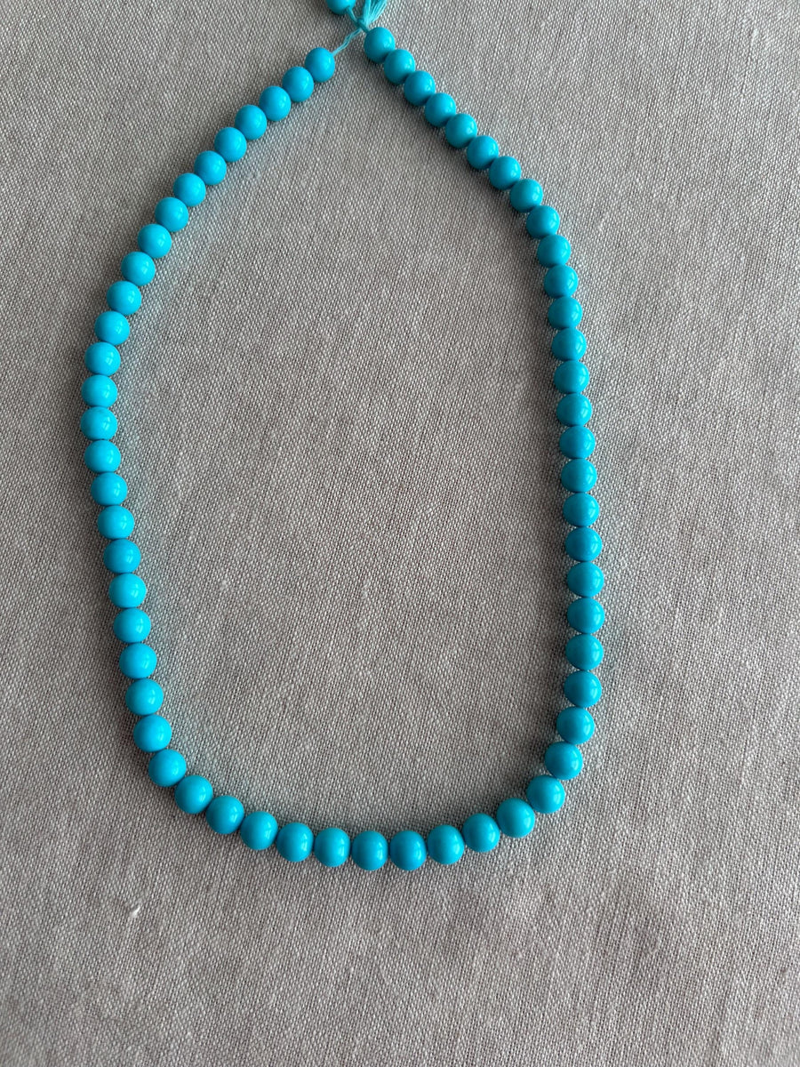 Sleeping Beauty Turquoise Smooth Round Beads, AAA+, Arizona Turquoise, GIA Certified, 7mm