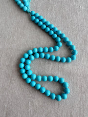 16-inch strand of AAA+ Sleeping Beauty Turquoise smooth round 7mm beads from Arizona for fine jewelry making.