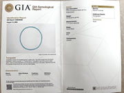 GIA gemstone identification report accompanying 7mm Sleeping Beauty Turquoise smooth round beads from Arizona.