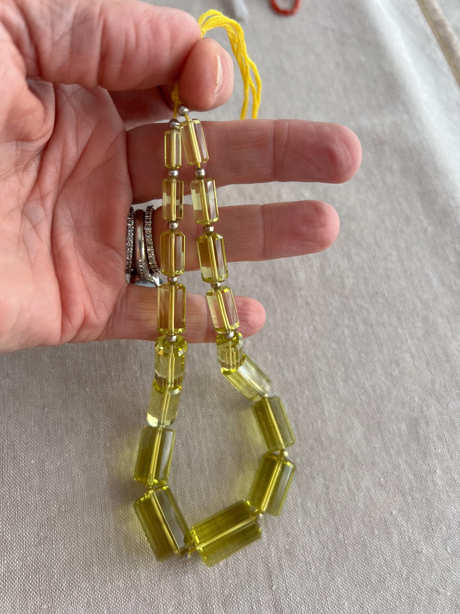 Lemon Quartz Faceted Cylinder Beads, AAA++ Grade, Rare Find