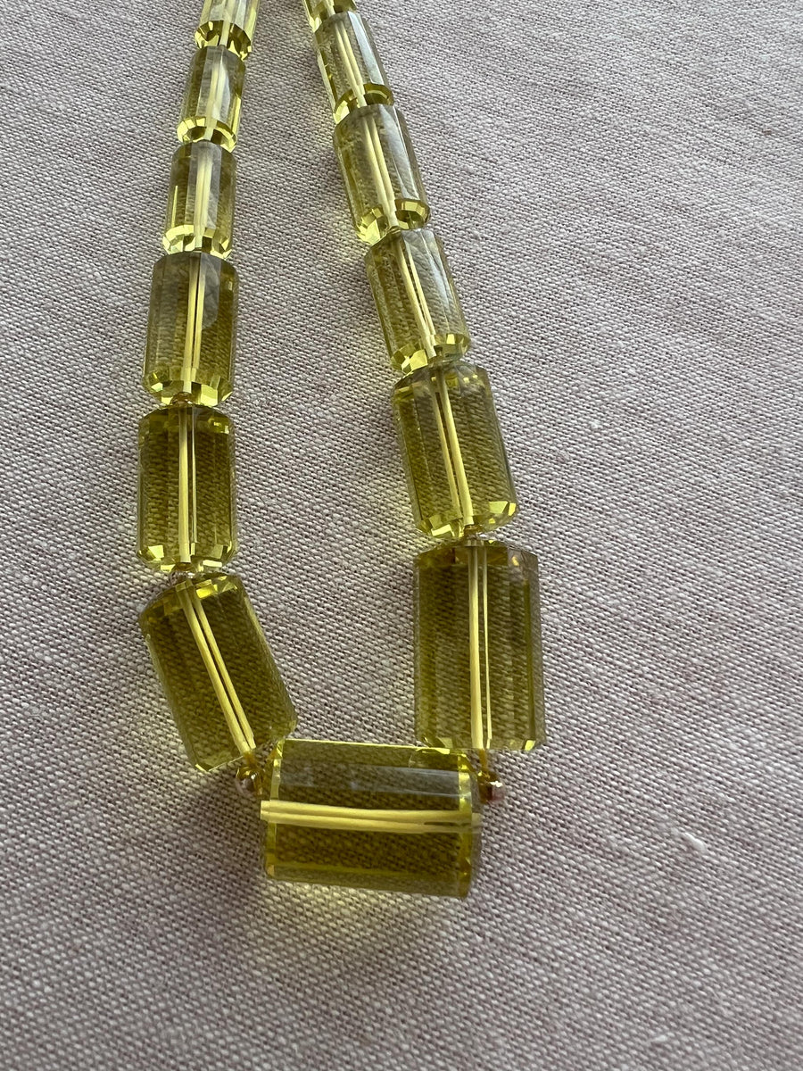 Lemon Quartz Faceted Cylinder Beads, AAA++ Grade, Rare Find