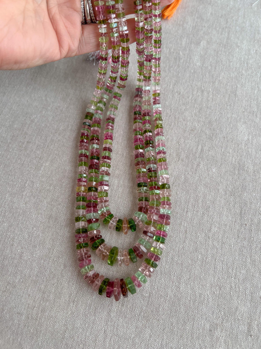 Tourmaline Faceted Bolt Beads, AAA Grade, Natural Gemstones