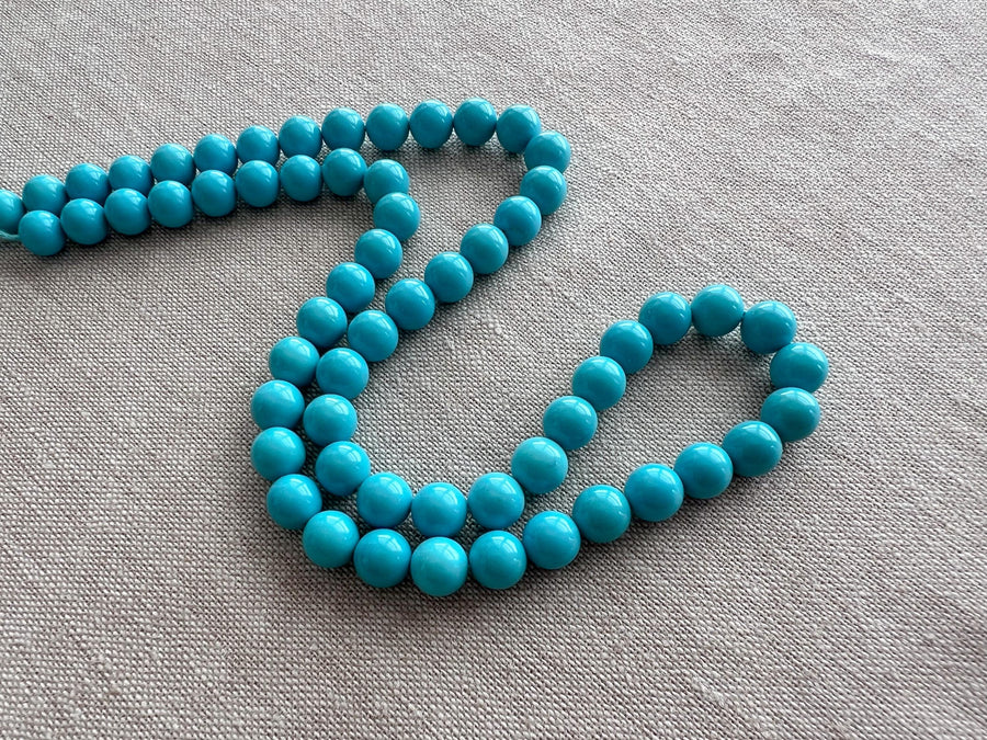Sleeping Beauty Turquoise Smooth Round Beads, AAA+, Arizona Turquoise, GIA Certified, 7mm