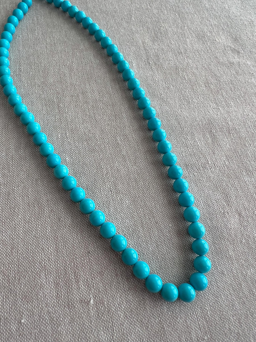Sleeping Beauty Turquoise Smooth Round Beads, AAA+, Arizona Turquoise, GIA Certified, 7mm